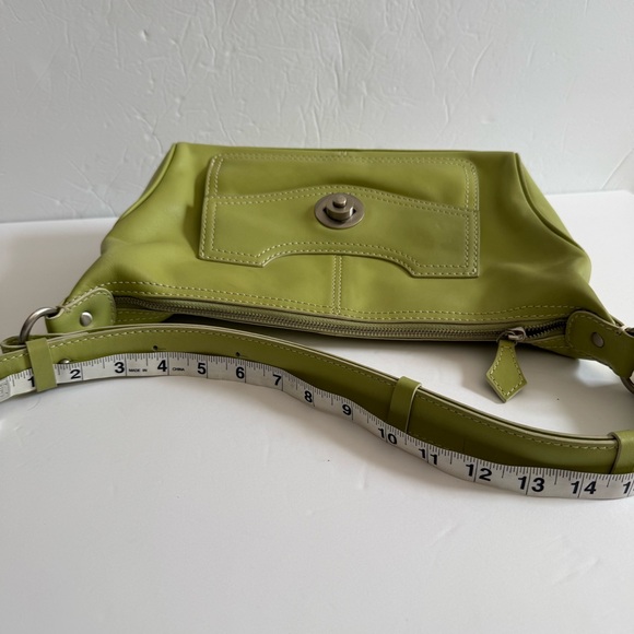 Elegant Lime Green Leather Structured Shoulder Handbag Bag Medium - Picture 13 of 15
